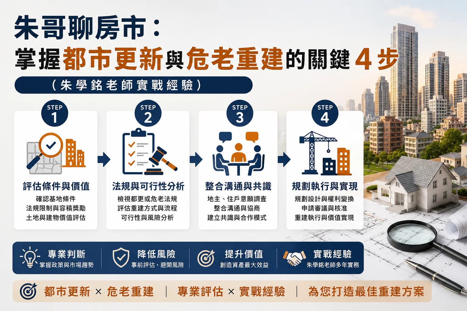 朱哥聊房市：掌握都市更新與危老重建的關鍵 4 步（朱學銘老師實戰經驗）